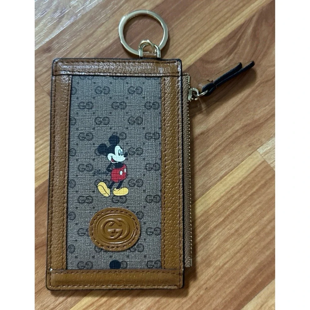 Mickey Mouse Card Holder Wallet Supreme PVC Brown